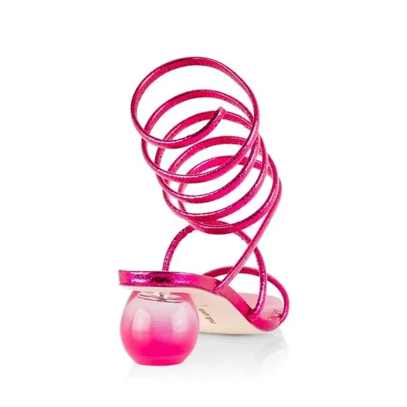 Cult Gaia Freya wrap around metallic pink sandals. - Picture 2 of 8